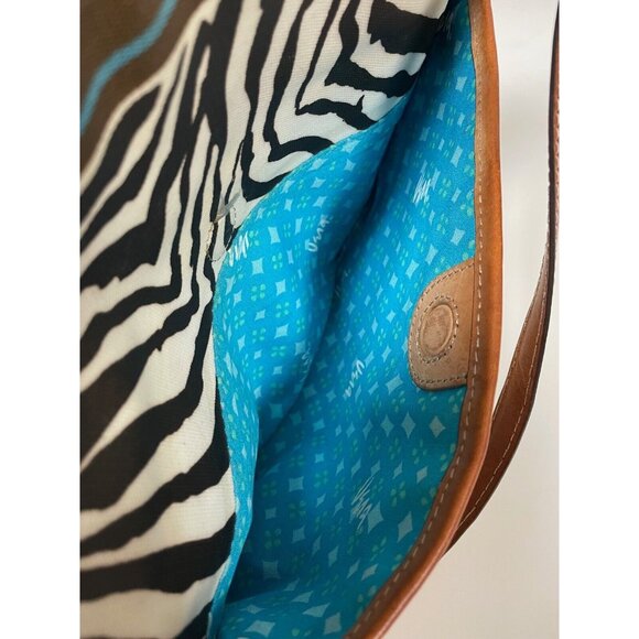 BRIGHTON Vera Neumann Zebra Animal Print Crossbody Purse Leather & Coated Canvas - Picture 5 of 6